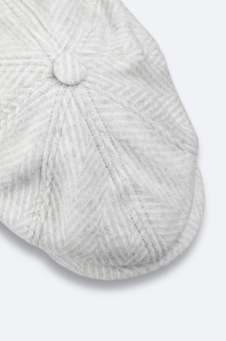 Ekru Yünlü  Desenli Kasket Şapka