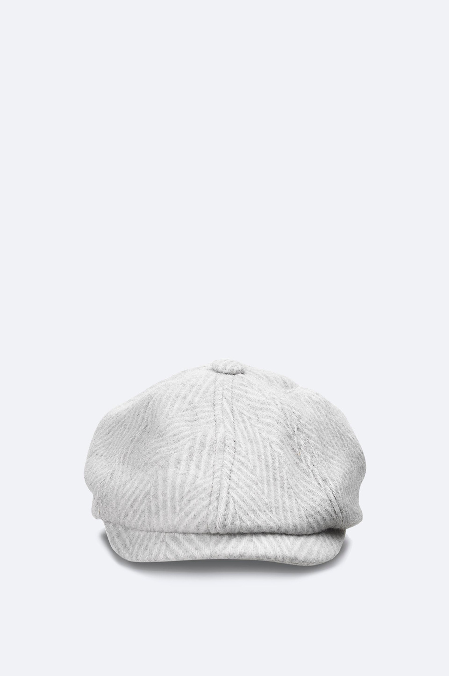 Ekru Yünlü  Desenli Kasket Şapka