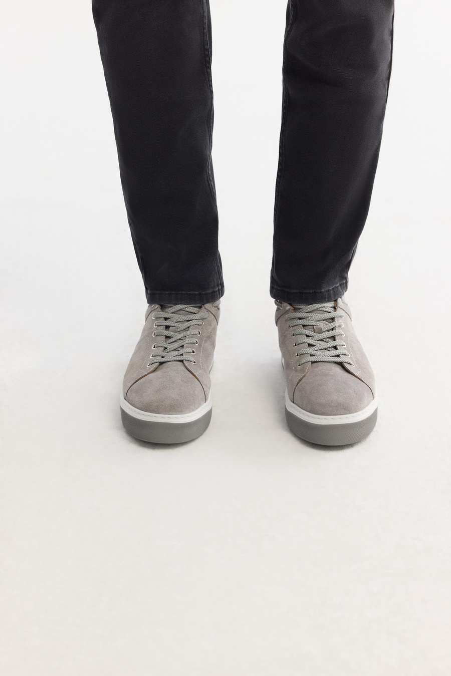Grey Leather Casual Shoes