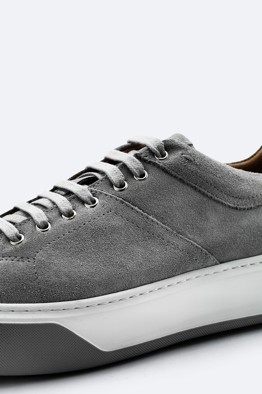 Grey Leather Casual Shoes