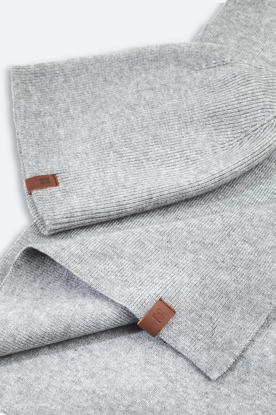 Grey Knit Beanie and Scarf Set