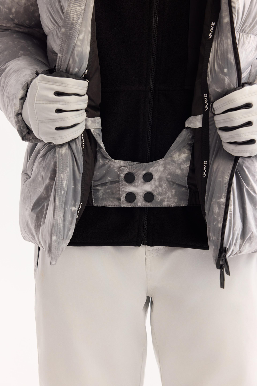 Gri Baskılı Desenli Kayak Montu