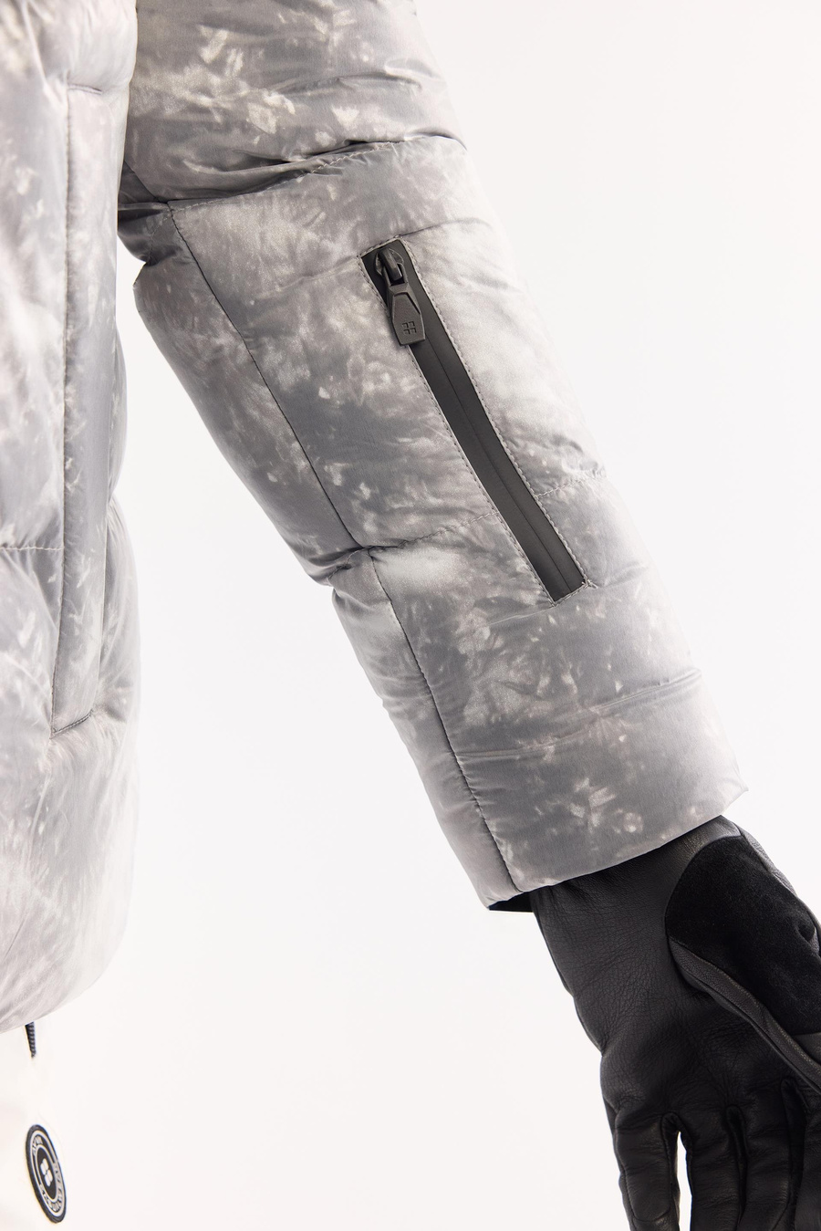 Gri Baskılı Desenli Kayak Montu