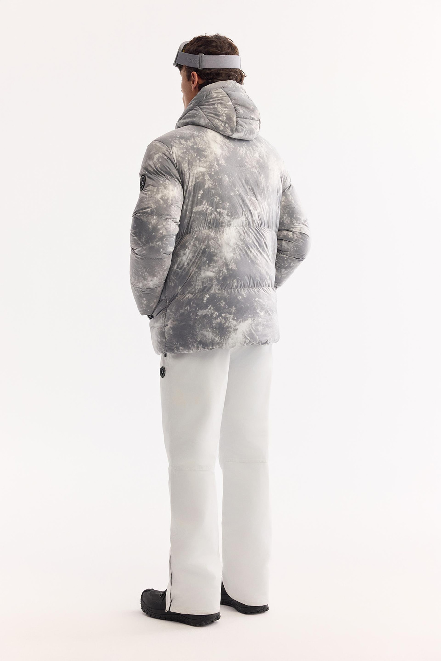 Gri Baskılı Desenli Kayak Montu