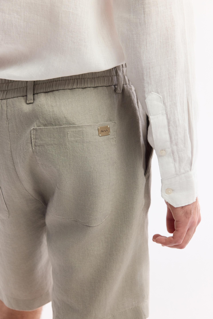 Gri Beli Lastikli %100 Keten Assos Relaxed Fit Şort