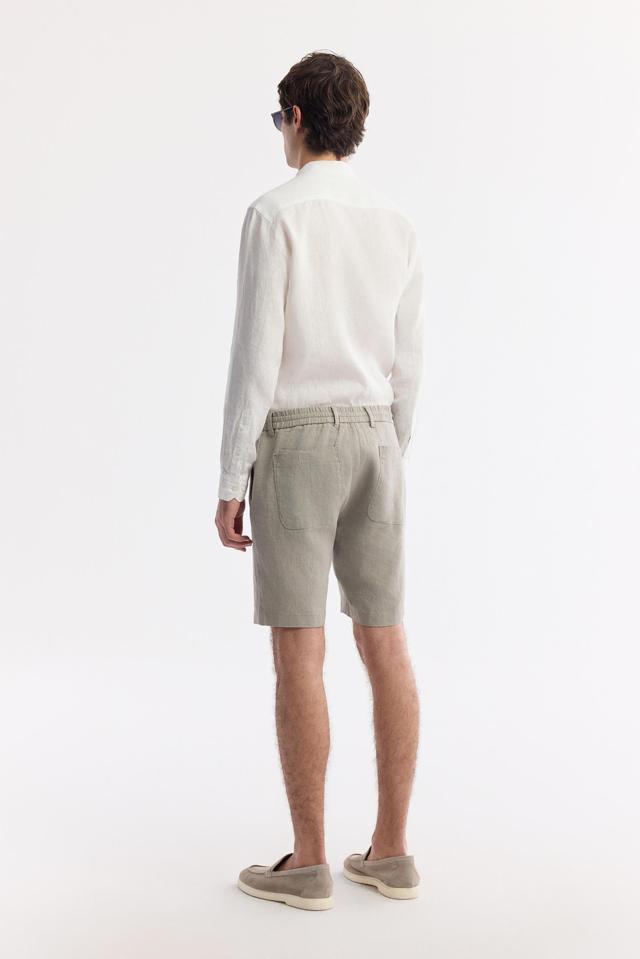 Gri Beli Lastikli %100 Keten Assos Relaxed Fit Şort