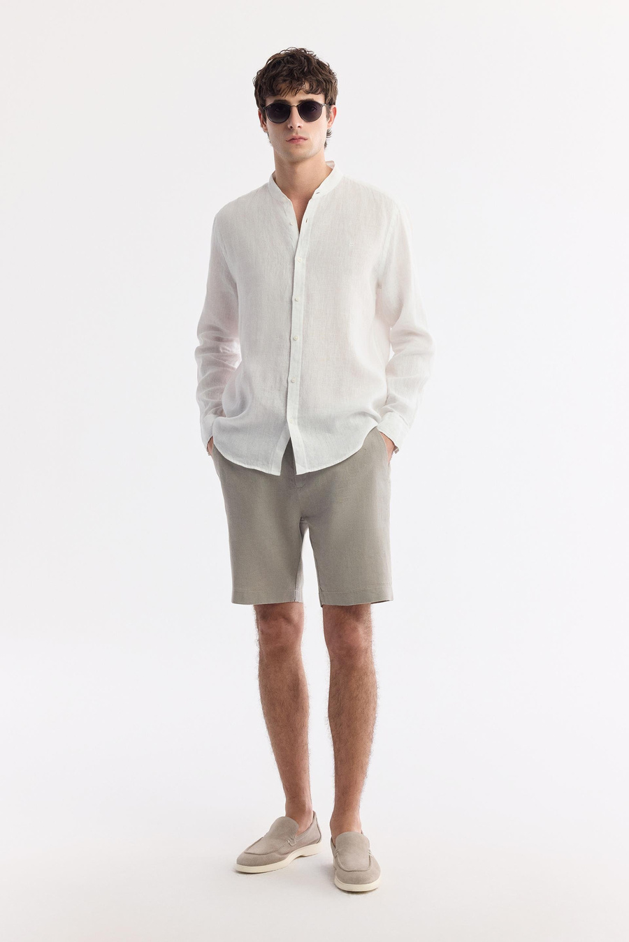 Gri Beli Lastikli %100 Keten Assos Relaxed Fit Şort