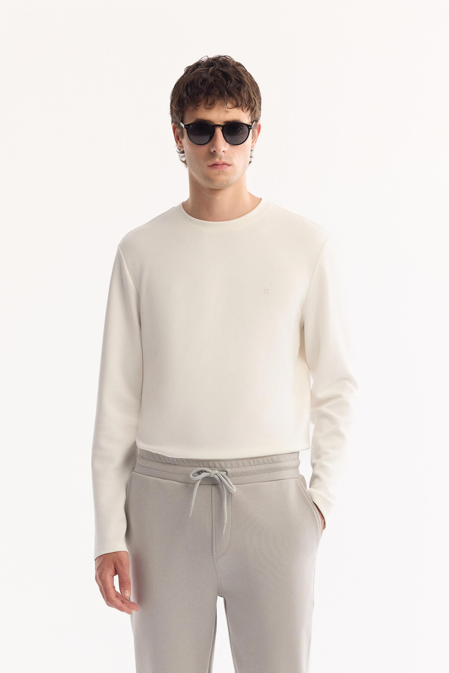 Gri Beli Lastikli Bağcıklı Yandan Cepli Nervürlü İnterlok Jogger