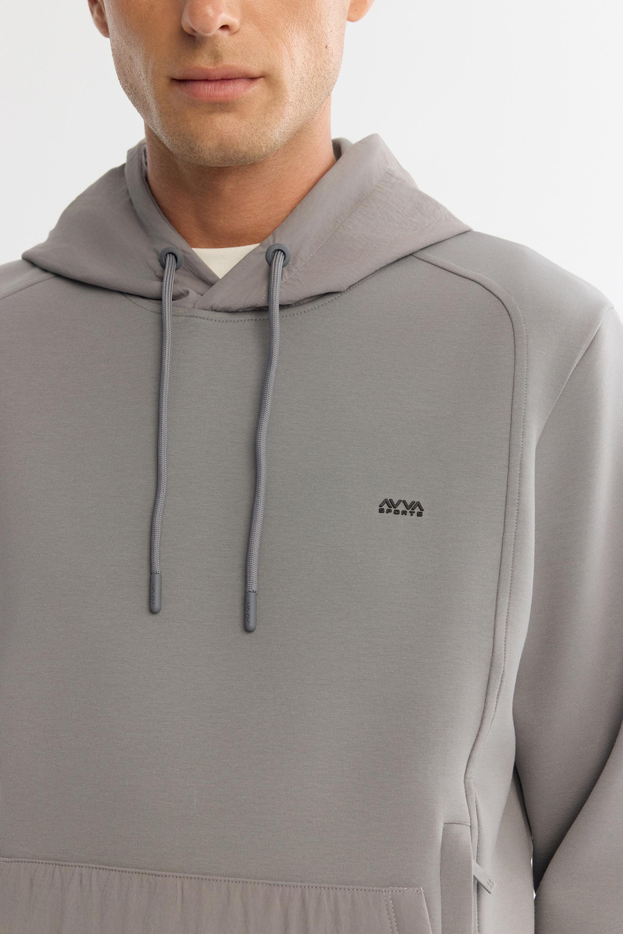 Gri Bisiklet Yaka Baskılı Fermuarlı Sweetshirt