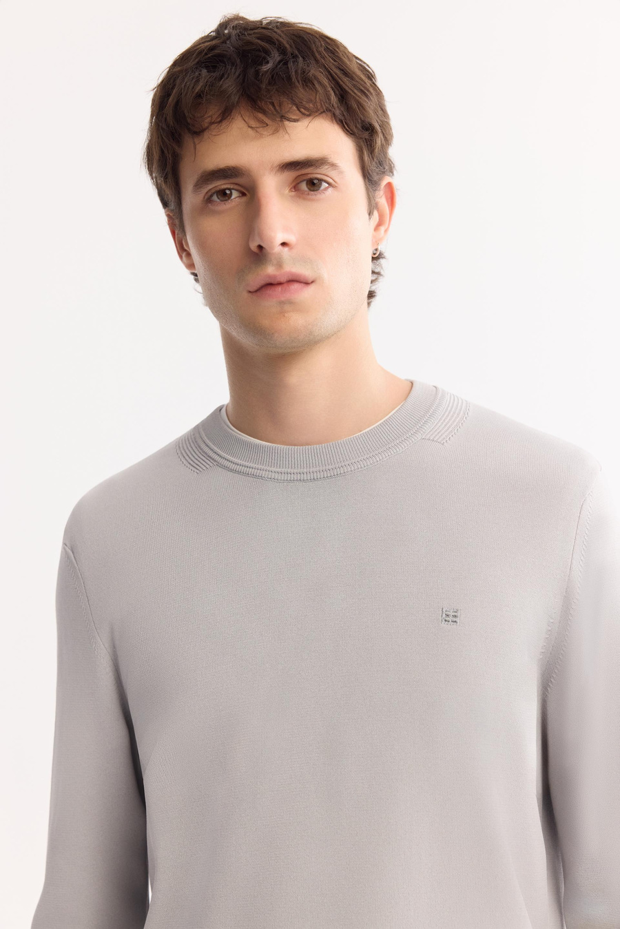 Gri Bisiklet Yaka Düz Rayon Kazak