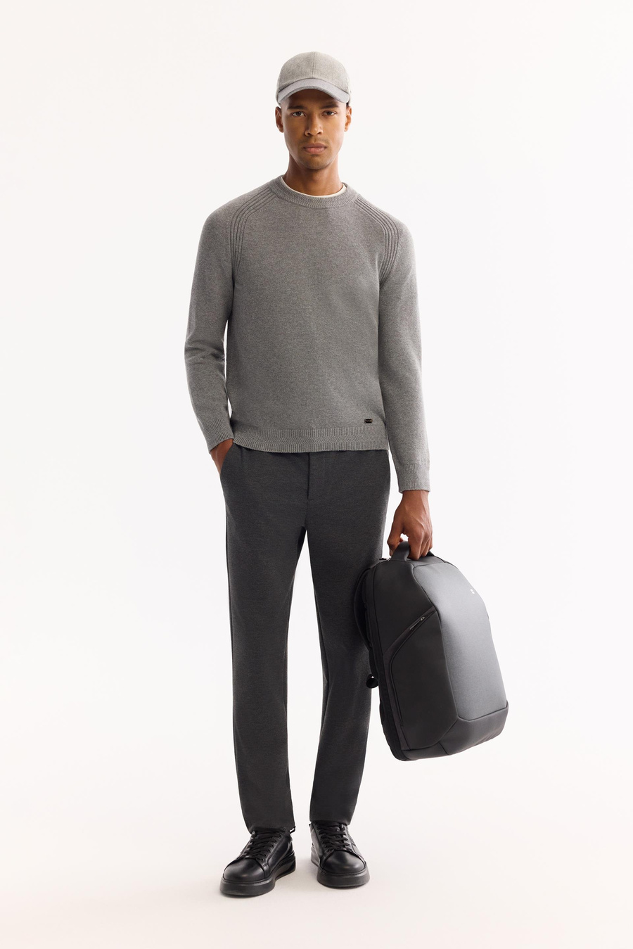 Gri Bisiklet Yaka Reglan Kol Shoft Touch Kalın Kazak