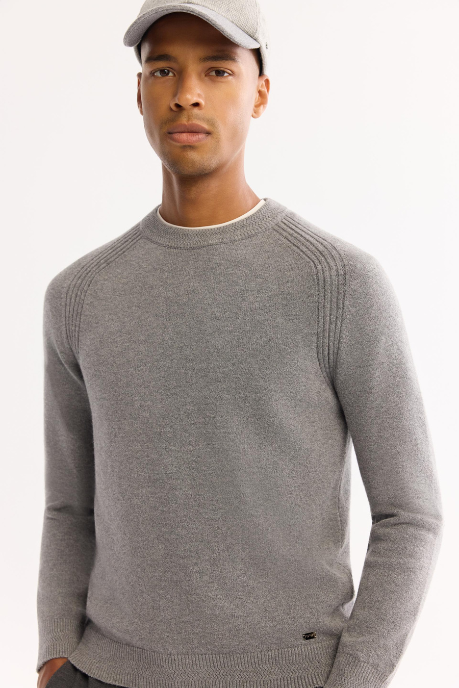 Gri Bisiklet Yaka Reglan Kol Shoft Touch Kalın Kazak