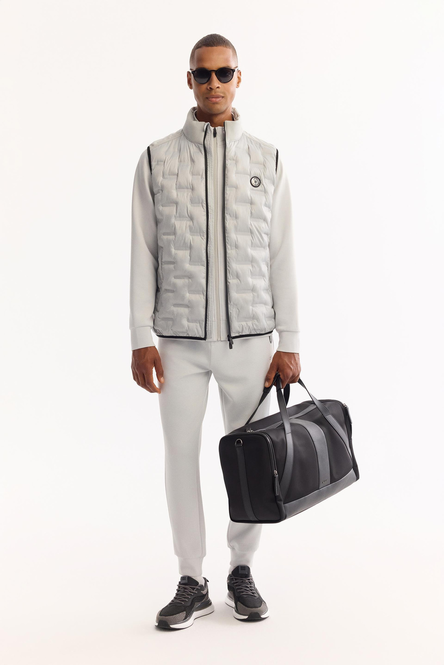 Gri Dik Yaka Fermuar Detaylı Şişme Yelek