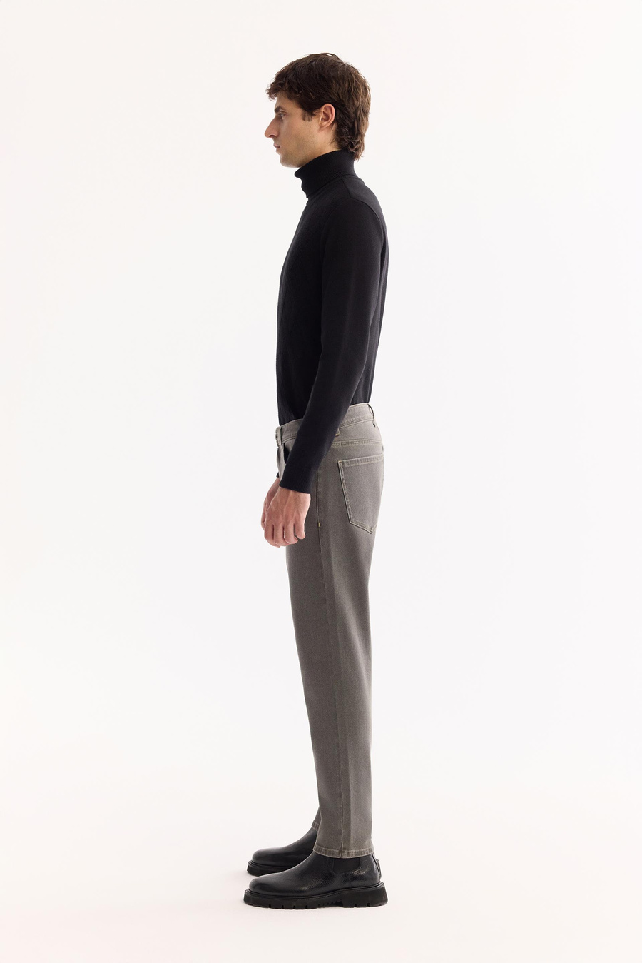 Gri Eskitme Yıkamalı Örme Jean Pantolon