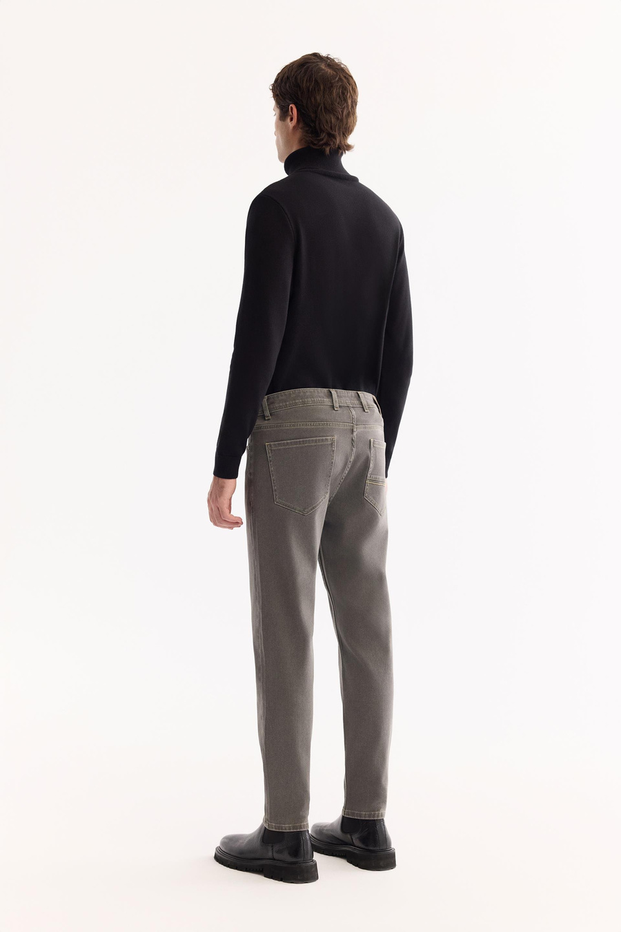 Gri Eskitme Yıkamalı Örme Jean Pantolon