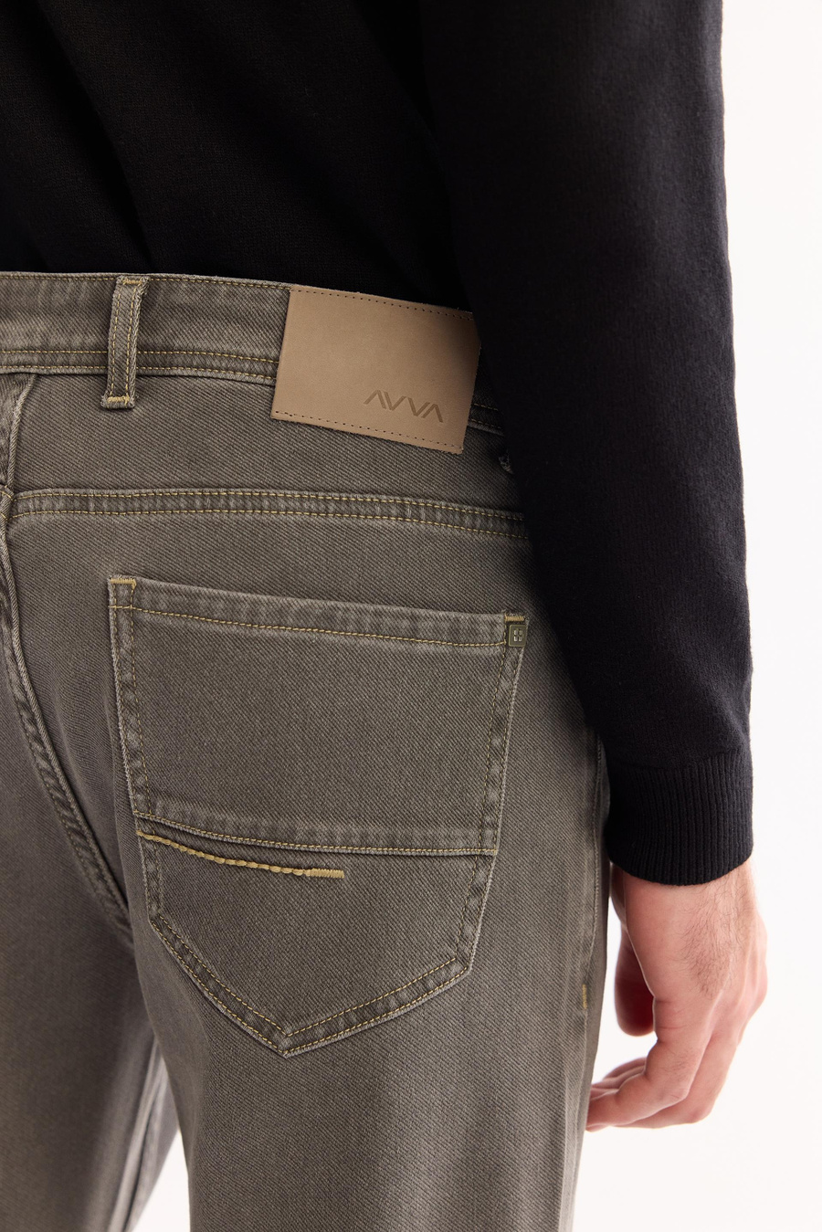 Gri Eskitme Yıkamalı Örme Jean Pantolon