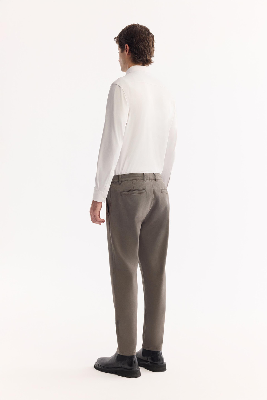 Gri Haki Yumuşak Tuşeli Comfort Slim Fit Chino Pantolon