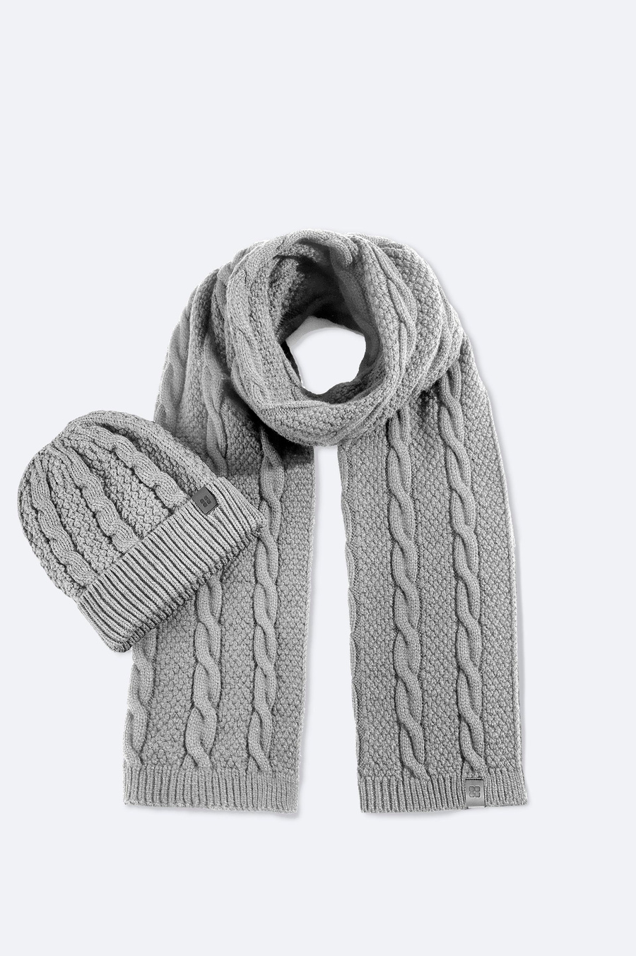 Gri Jakarlı Triko Atkı Bere Takımı