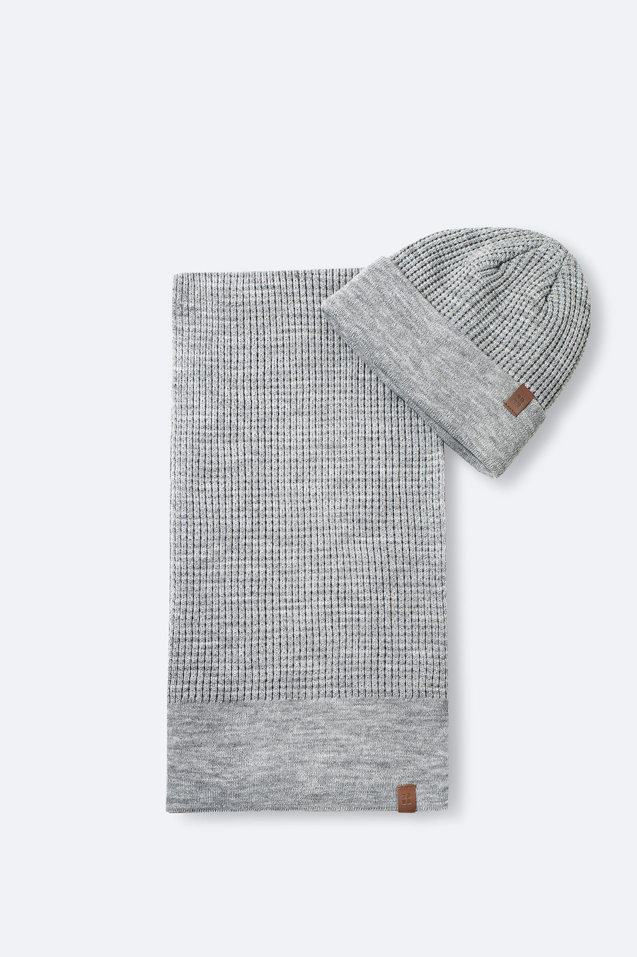 Gri Jakarlı Triko Atkı Bere Takımı