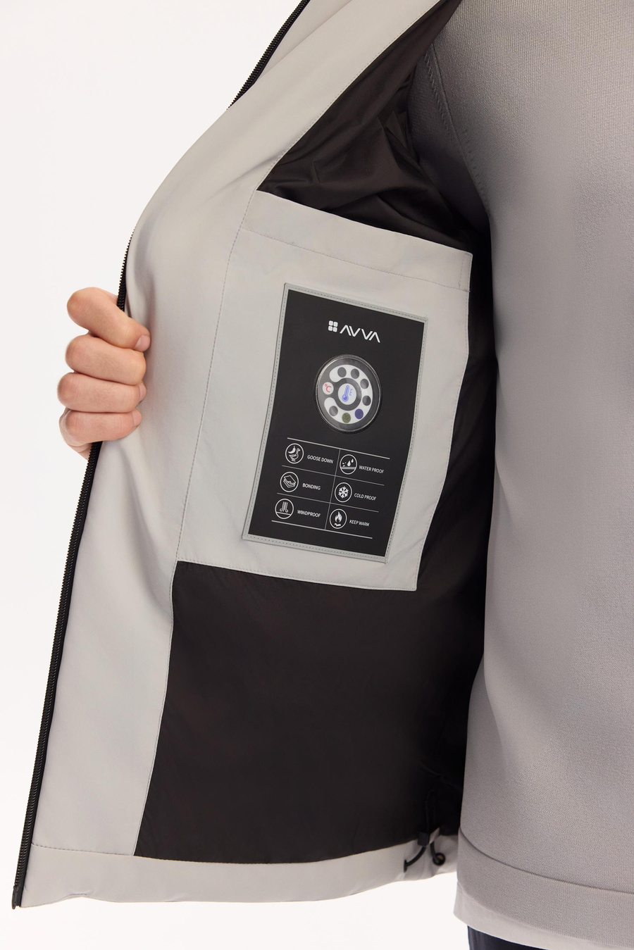 Gri Kapüşonlu Kaz Tüyü Mont