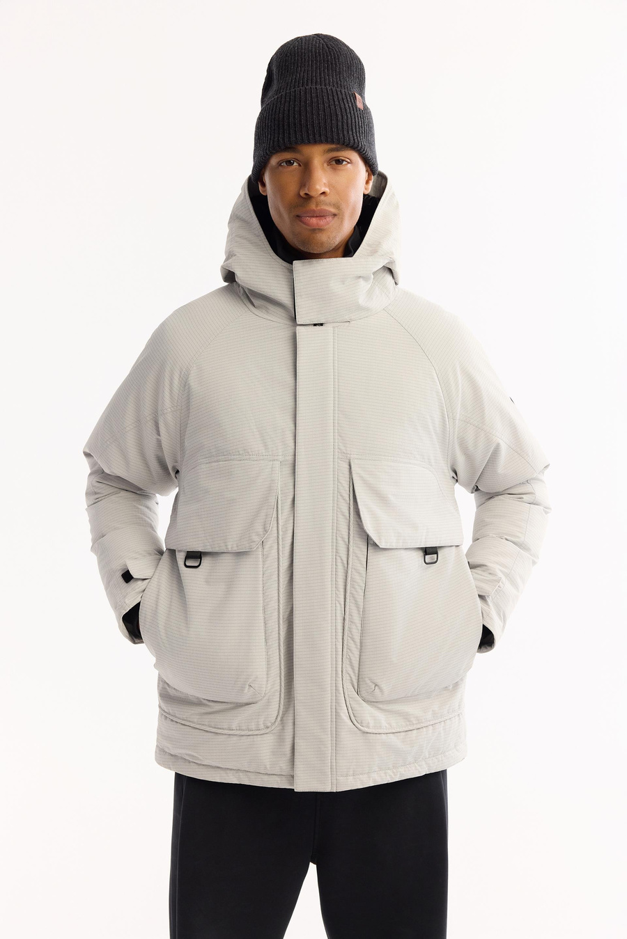 Gri Kapüşonlu Mont