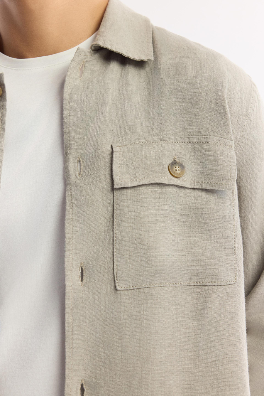Gri Klasik Yaka %100 Keten Comfort Fit Gömlek Ceket