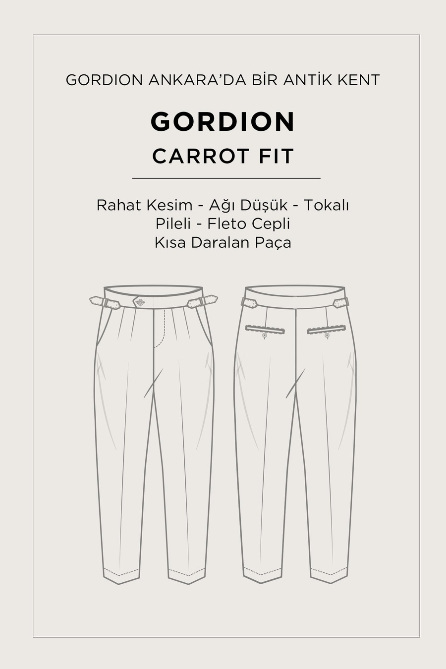 Gri Klasilk Bel Pileli Apolet Detaylı Pantolon