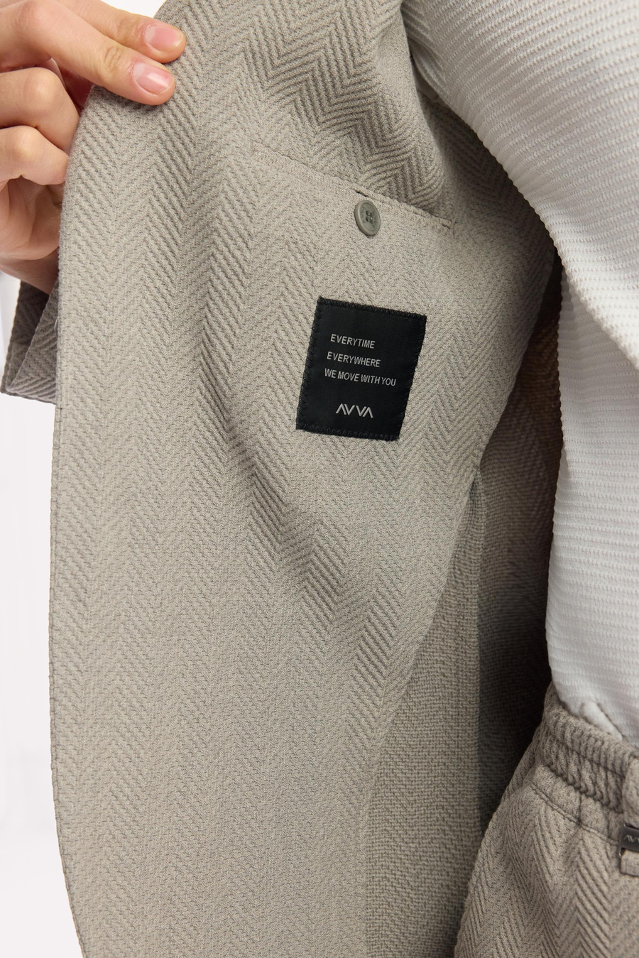 Gri Mono Yaka Torba Cepli Çift Yırtmaç Astarsız Gofre Detaylı Bi Stretch Ceket