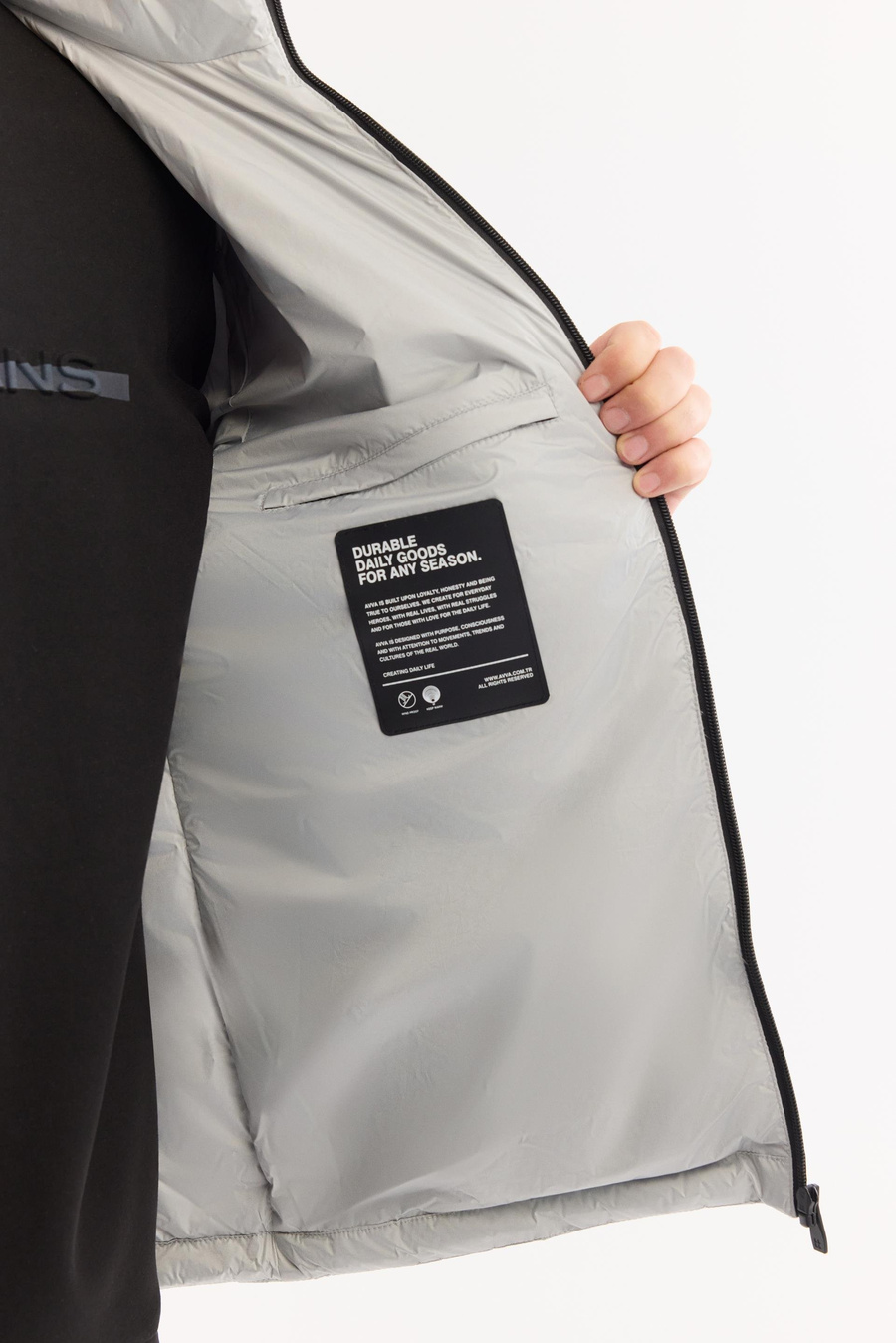 Gri Şişme Rüzgar Geçirmez Hafif Mont