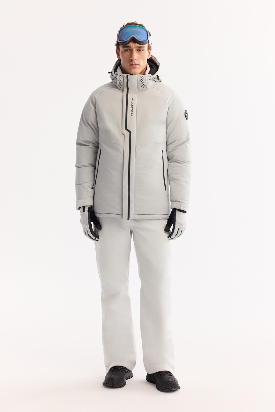 Gri Takma Çıkma Kapüşonlu Mont