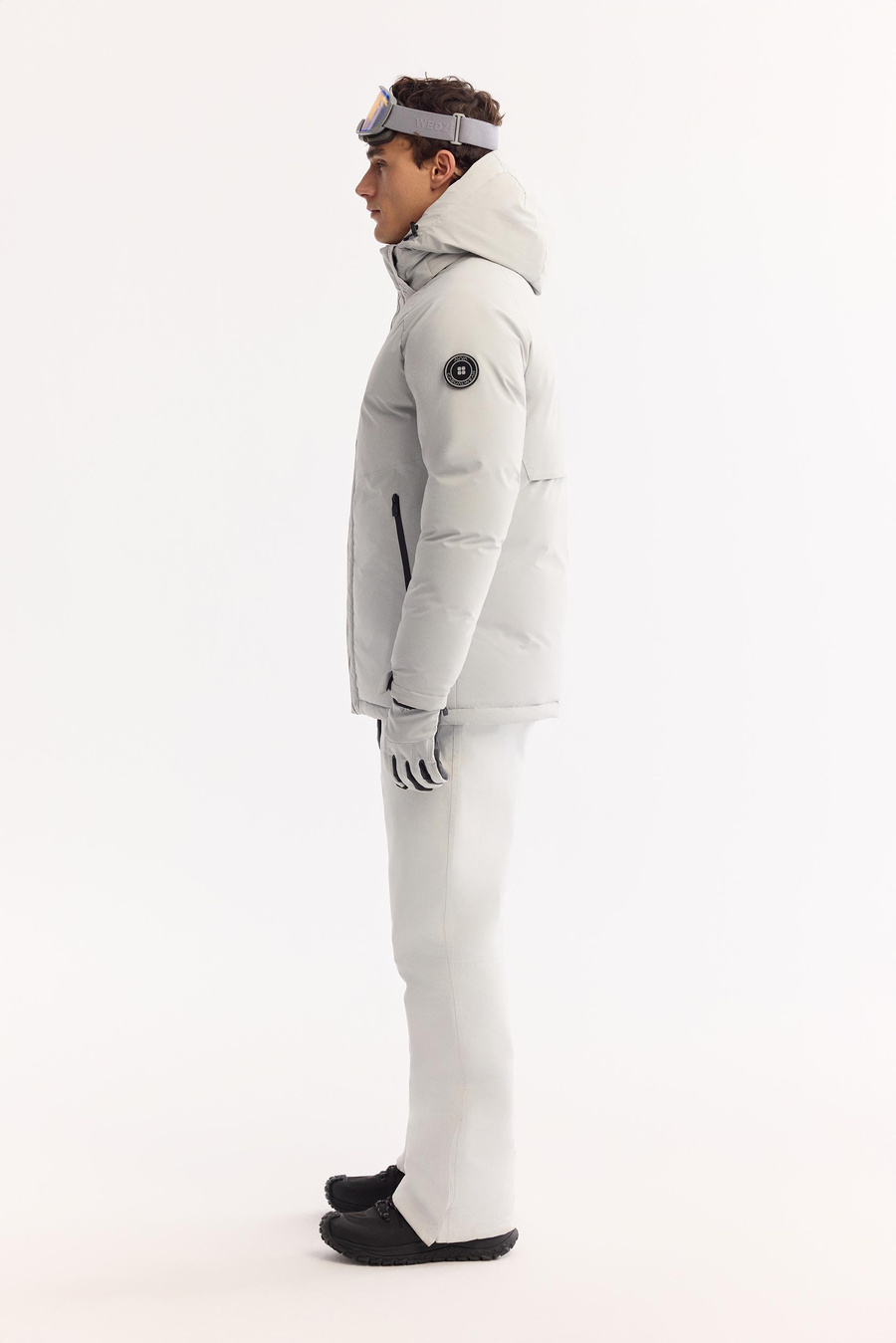 Gri Takma Çıkma Kapüşonlu Mont