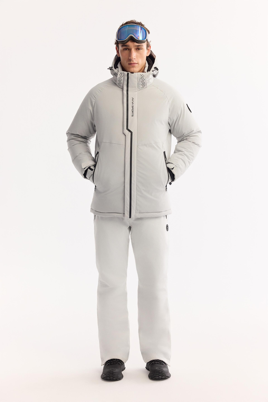 Gri Takma Çıkma Kapüşonlu Mont