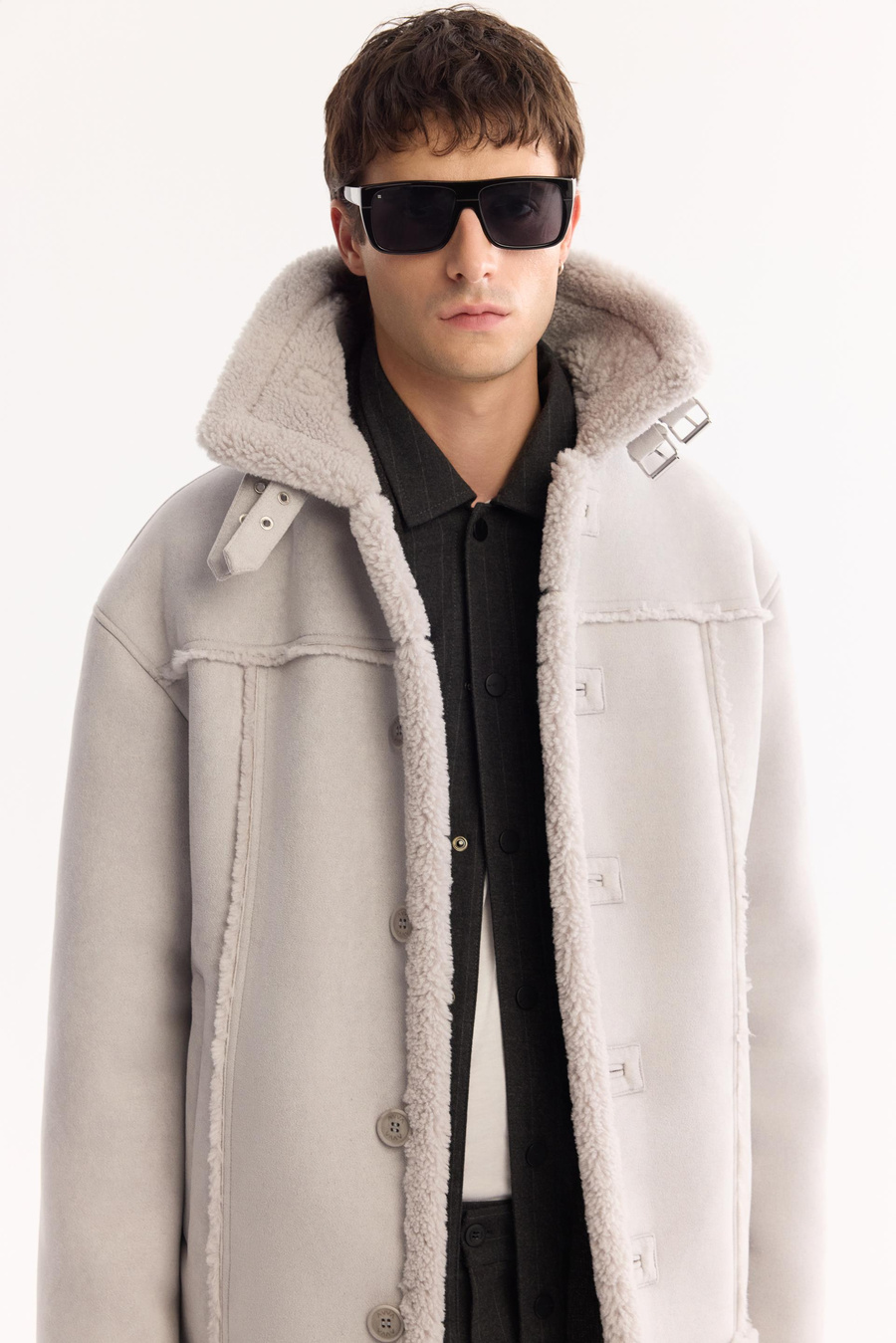 Gri Yakası Kürklü Napa Mont