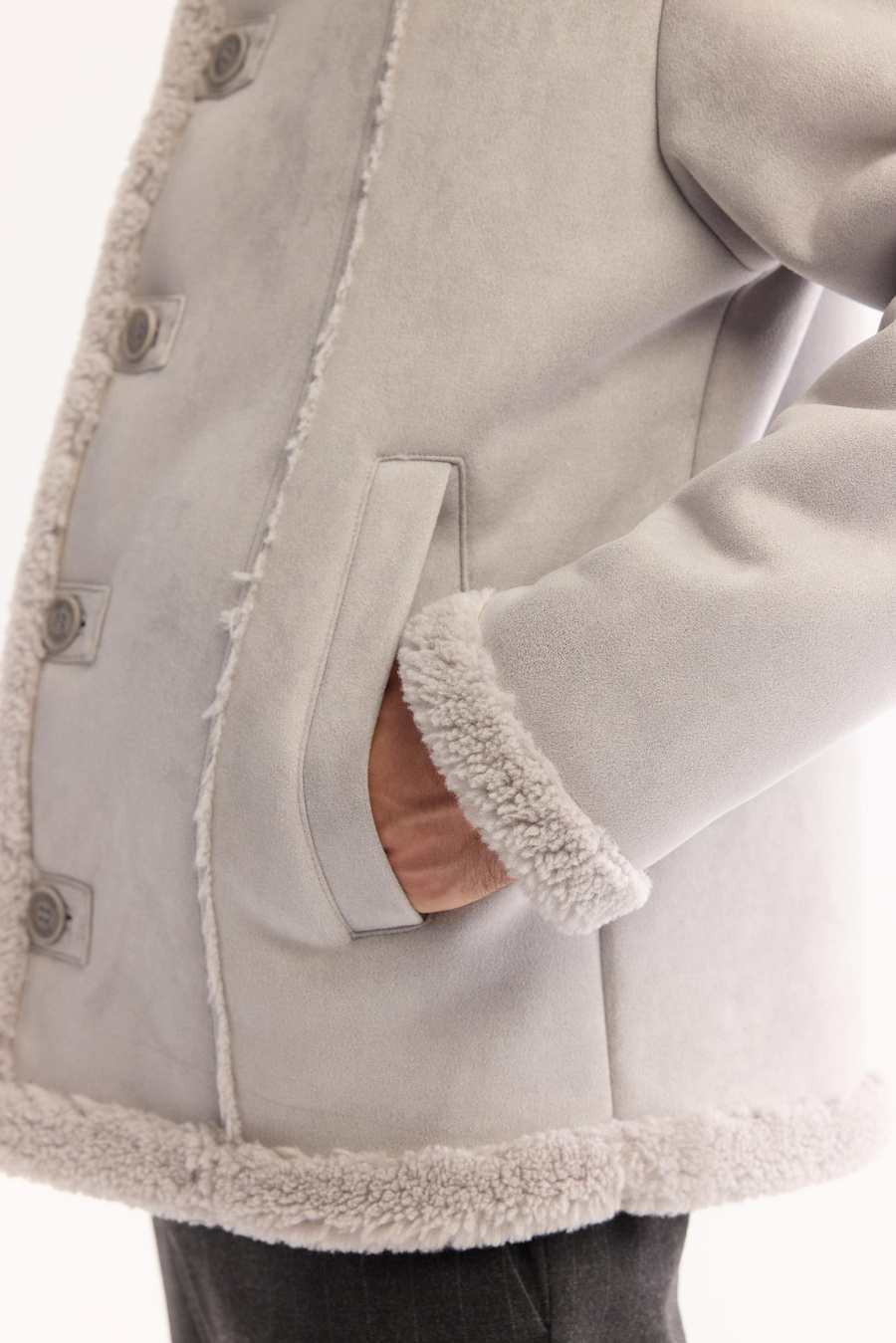 Gri Yakası Kürklü Napa Mont