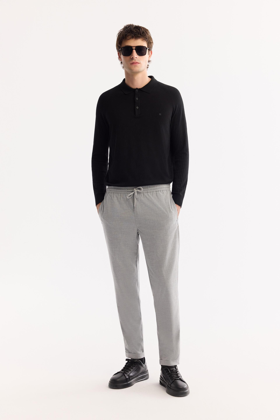 Grey Drawstring Jogger Trousers