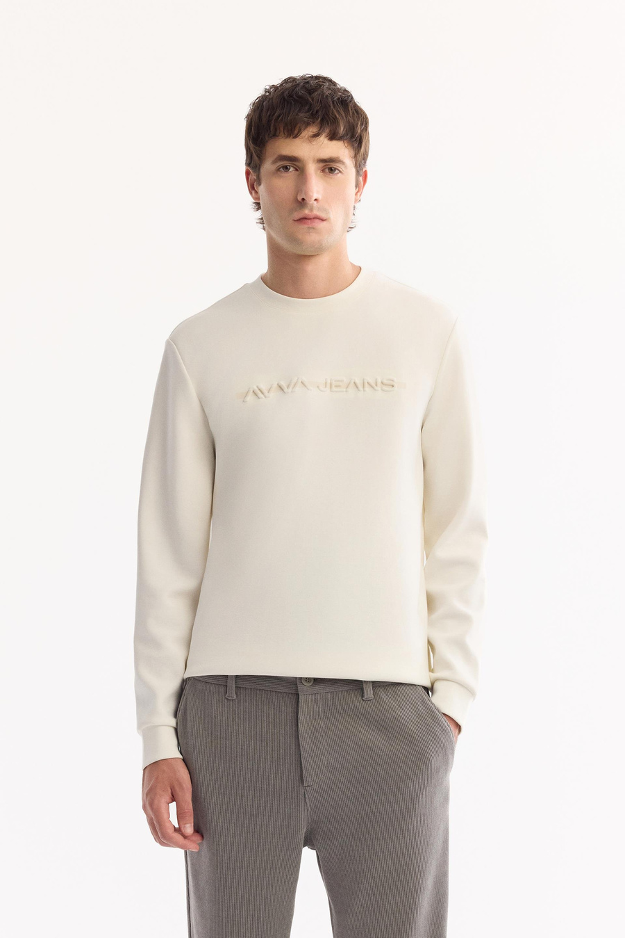 Gri Yanı Lastikli Kadife Relaxed Fit Pantolon