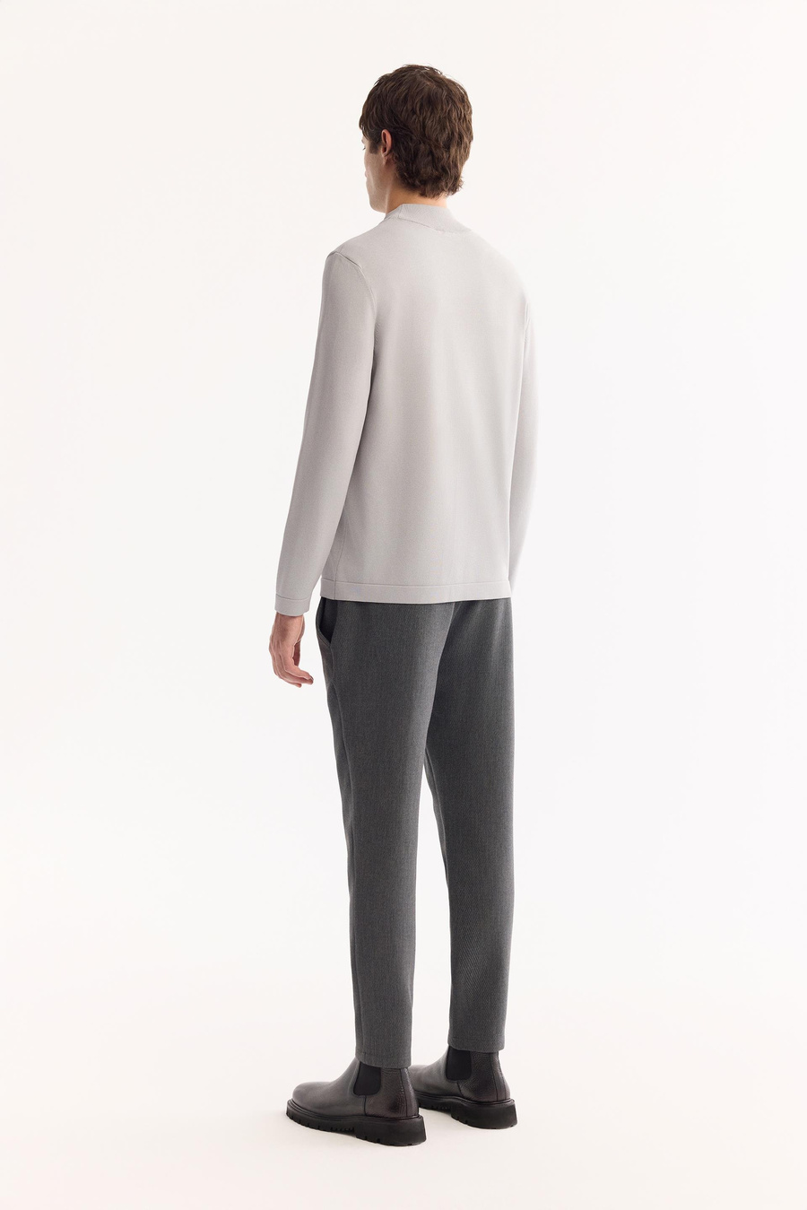 Gri Yarım Balıkçi Yaka Basic Düz Rayon Kazak