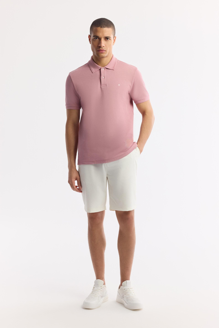 Gül Kurusu Polo Yaka Kırılmaz Yaka, Serin Tutan, Hızlı Kuruyan Pamuklu T-Shirt