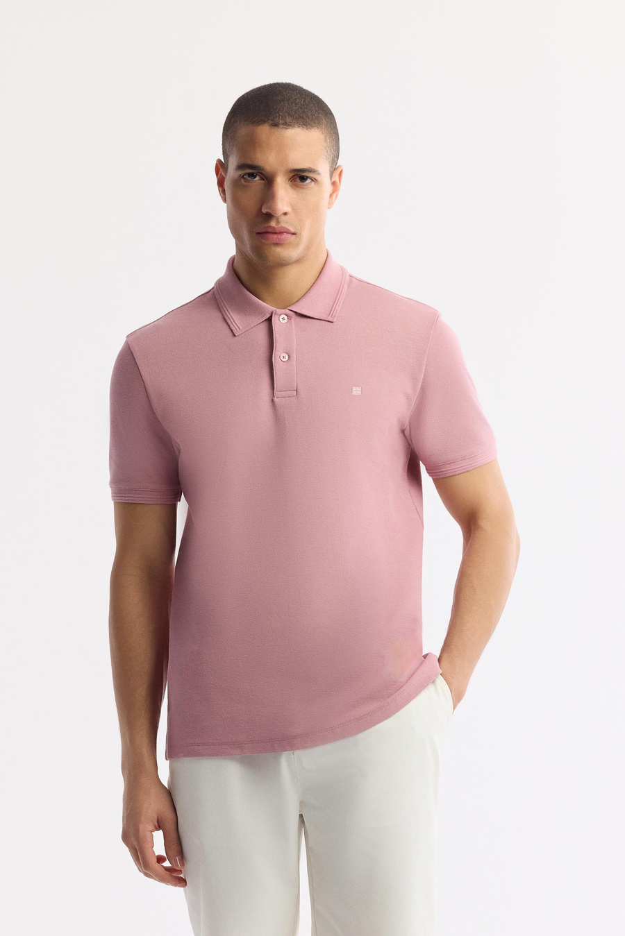 Gül Kurusu Polo Yaka Kırılmaz Yaka, Serin Tutan, Hızlı Kuruyan Pamuklu T-Shirt