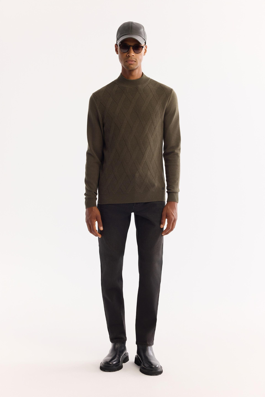 Haki Balıkçı Yaka Soft Touch Dokulu Triko Kazak