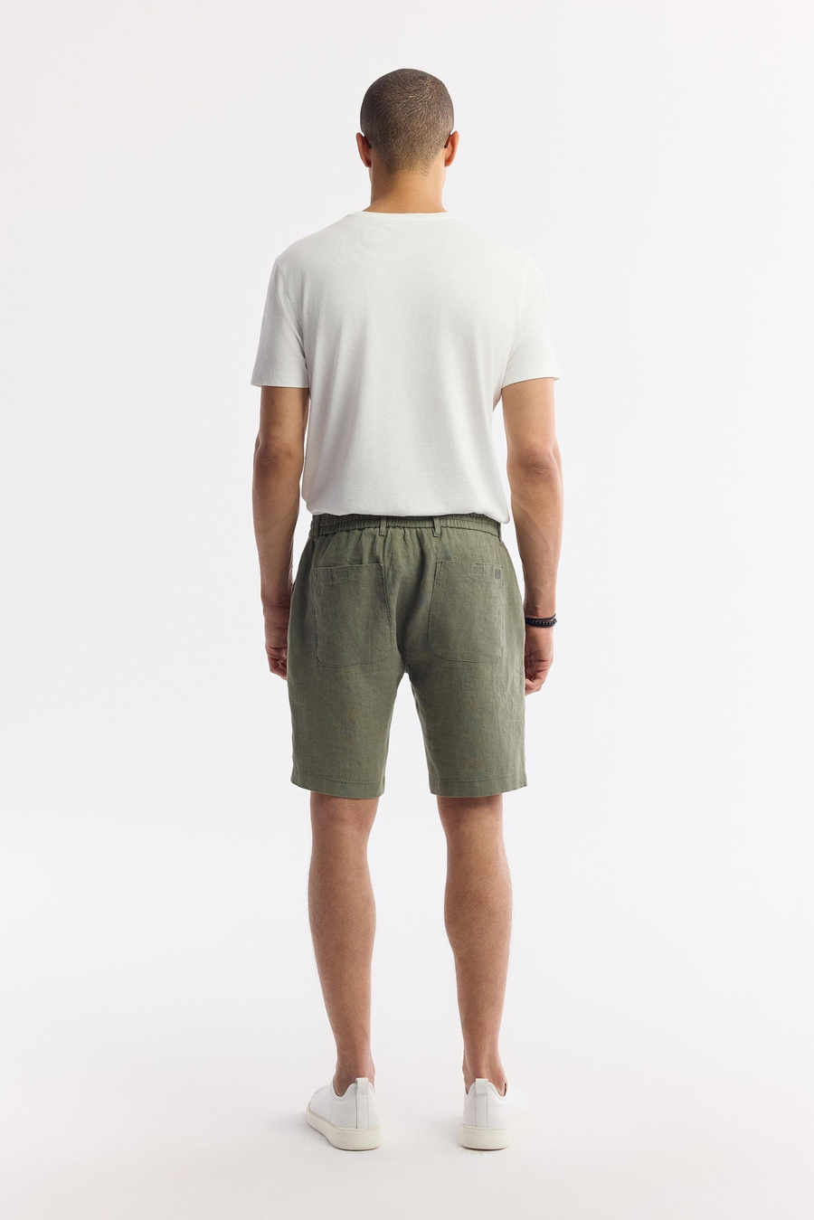 Haki Beli Lastikli %100 Keten Assos Relaxed Fit Şort