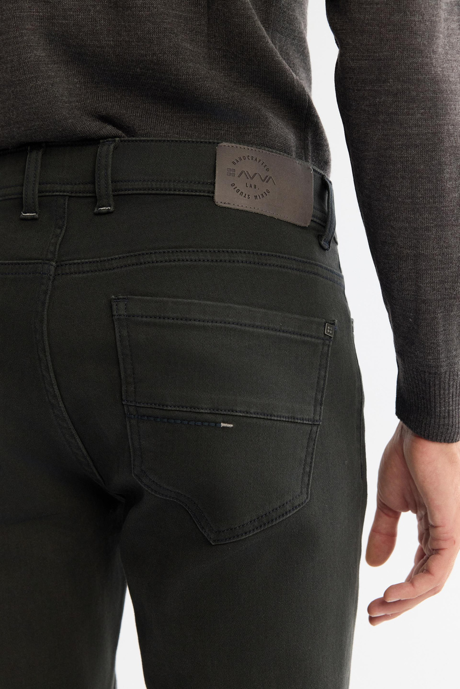 Haki Eskitme Yıkamalı Esnek Jean Pantolon