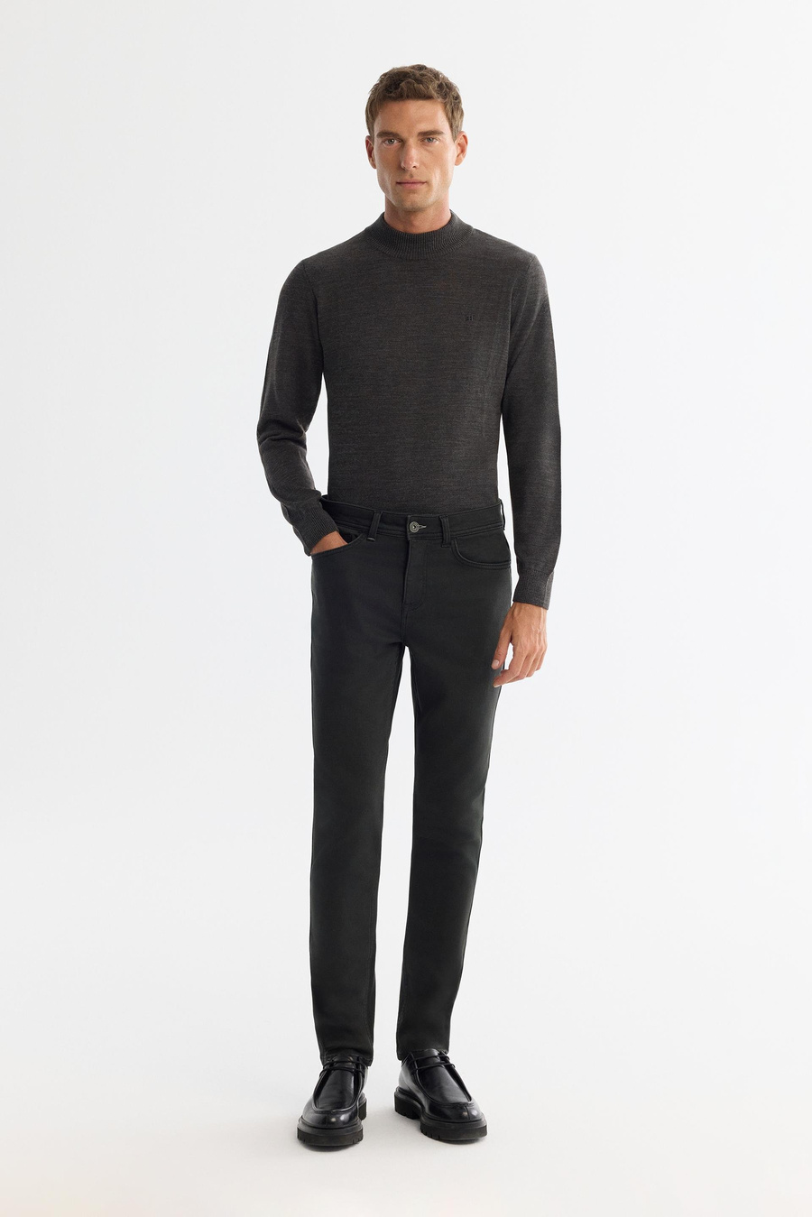 Haki Eskitme Yıkamalı Esnek Jean Pantolon