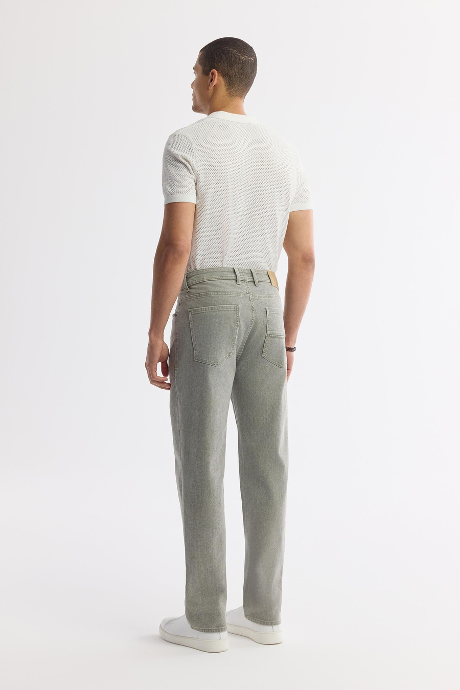 Haki Eskitme Yıkamalı Slim Fit Denim Pantolon