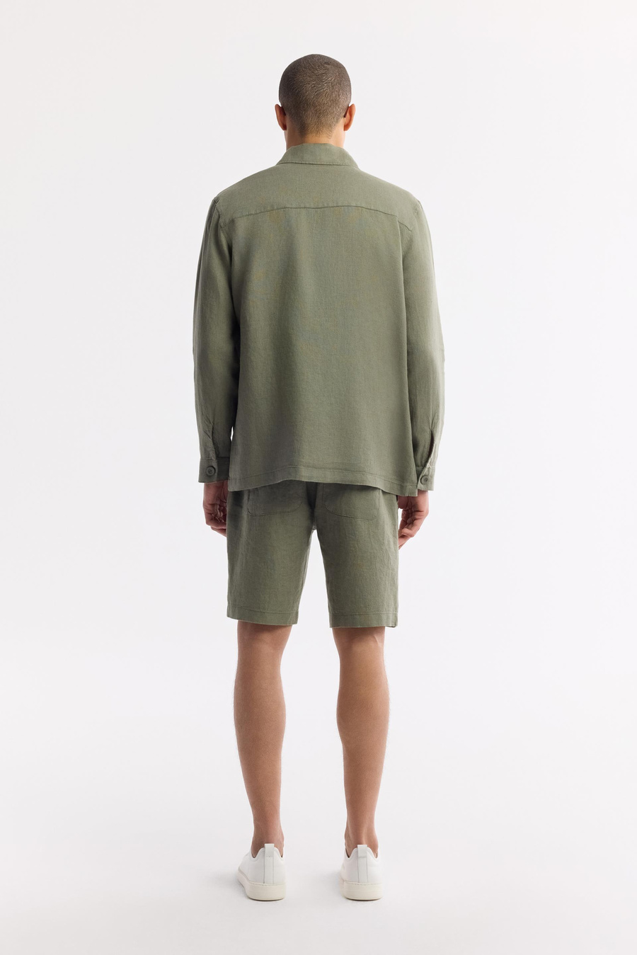 Haki Klasik Yaka %100 Keten Comfort Fit Gömlek Ceket