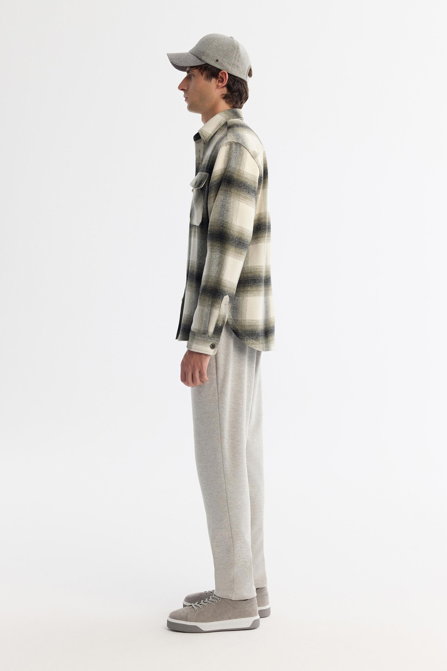 Haki Klasik Yaka Oduncu Ekose Yünlü Comfort Fit Uzun Kol Gömlek Ceket