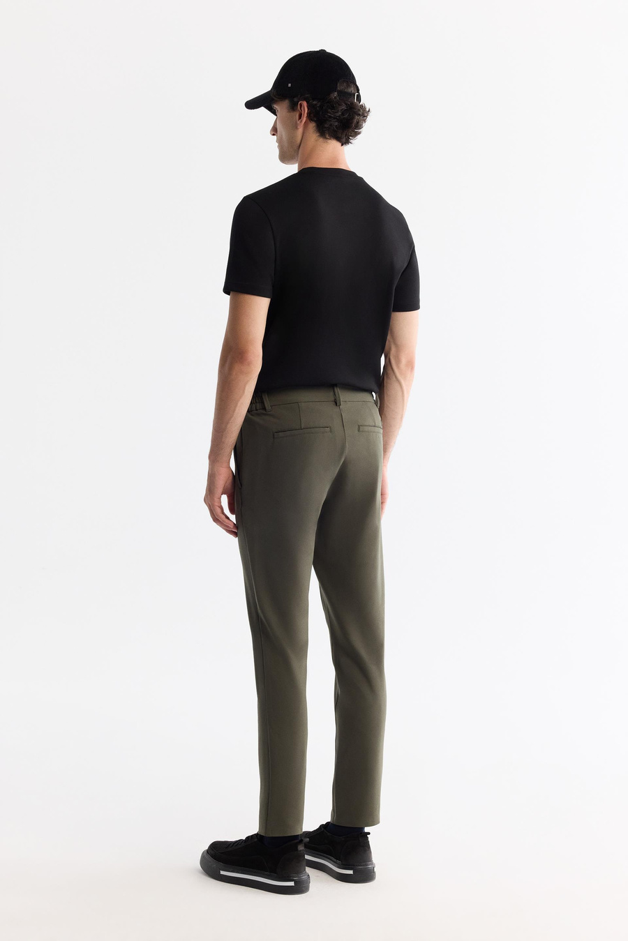 Haki Yanı Lastikli Teknik Slim Fit Pantolon