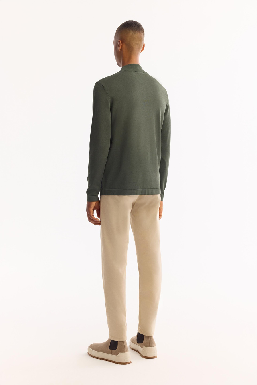 Haki Yarım Balıkçi Yaka Basic Düz Rayon Kazak