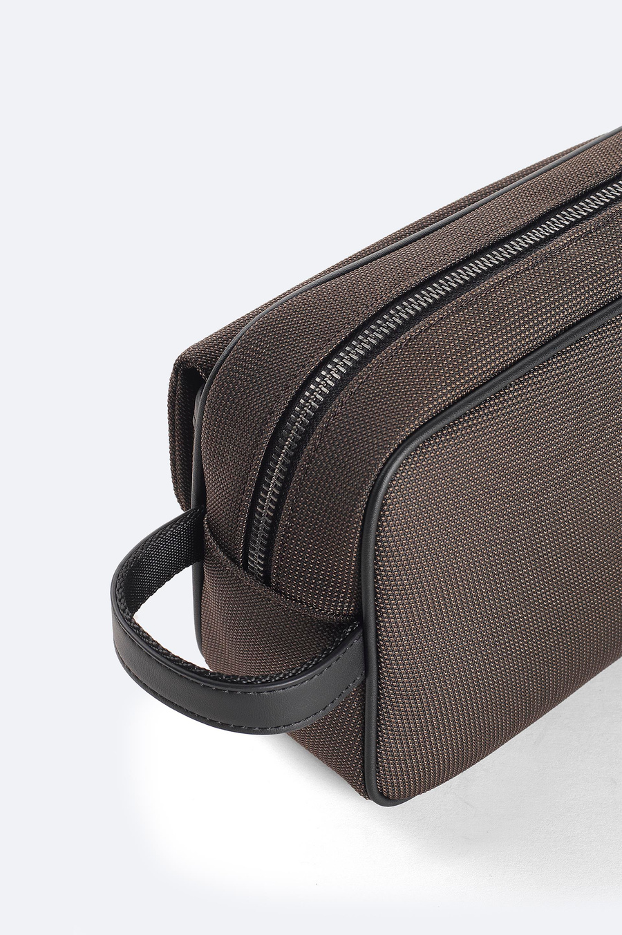 Kahve Çift Fermuarlı El Çantası