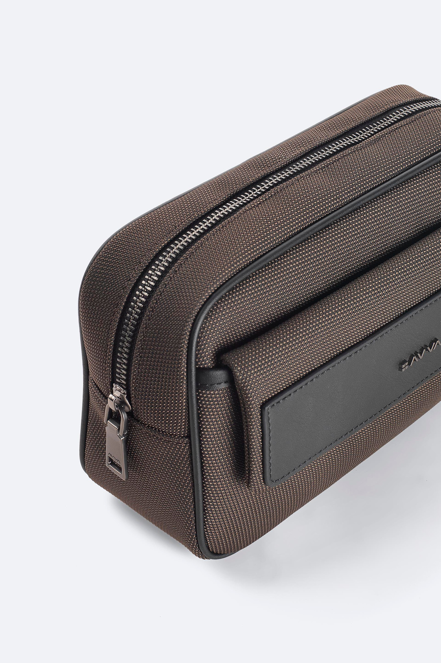 Kahve Çift Fermuarlı El Çantası